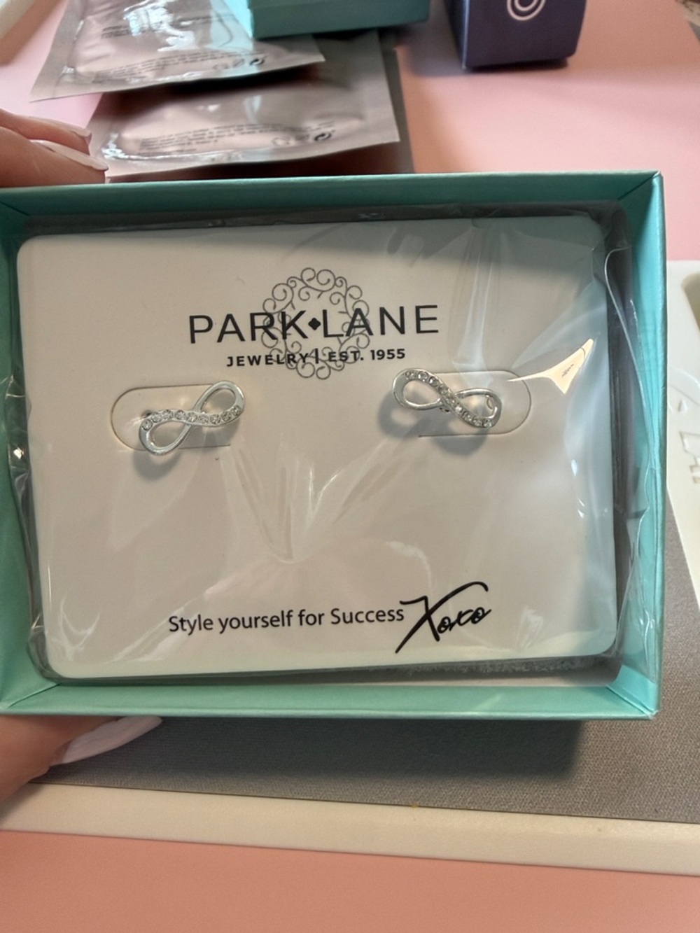 Park Lane Silver Infinity Crystal Stud Earrings